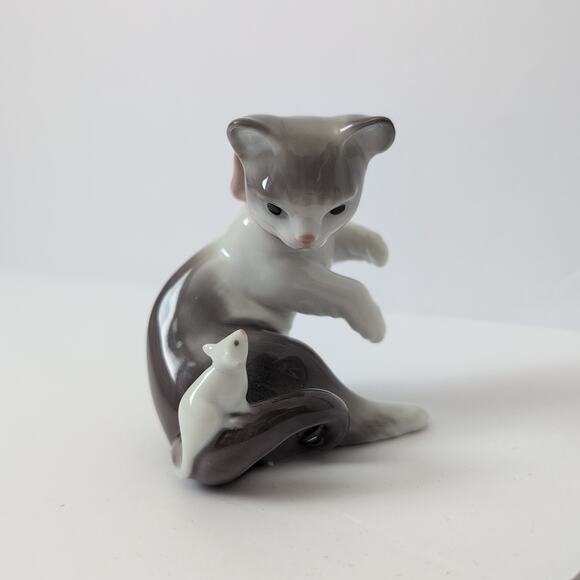 LLADRO Handmade in Spain Cat Mouse Porcelain Collectible Figurine 1994 Glossy - Picture 2 of 12